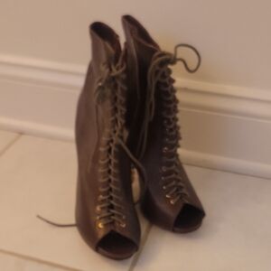 Brown Lace-Up Ankle Boots